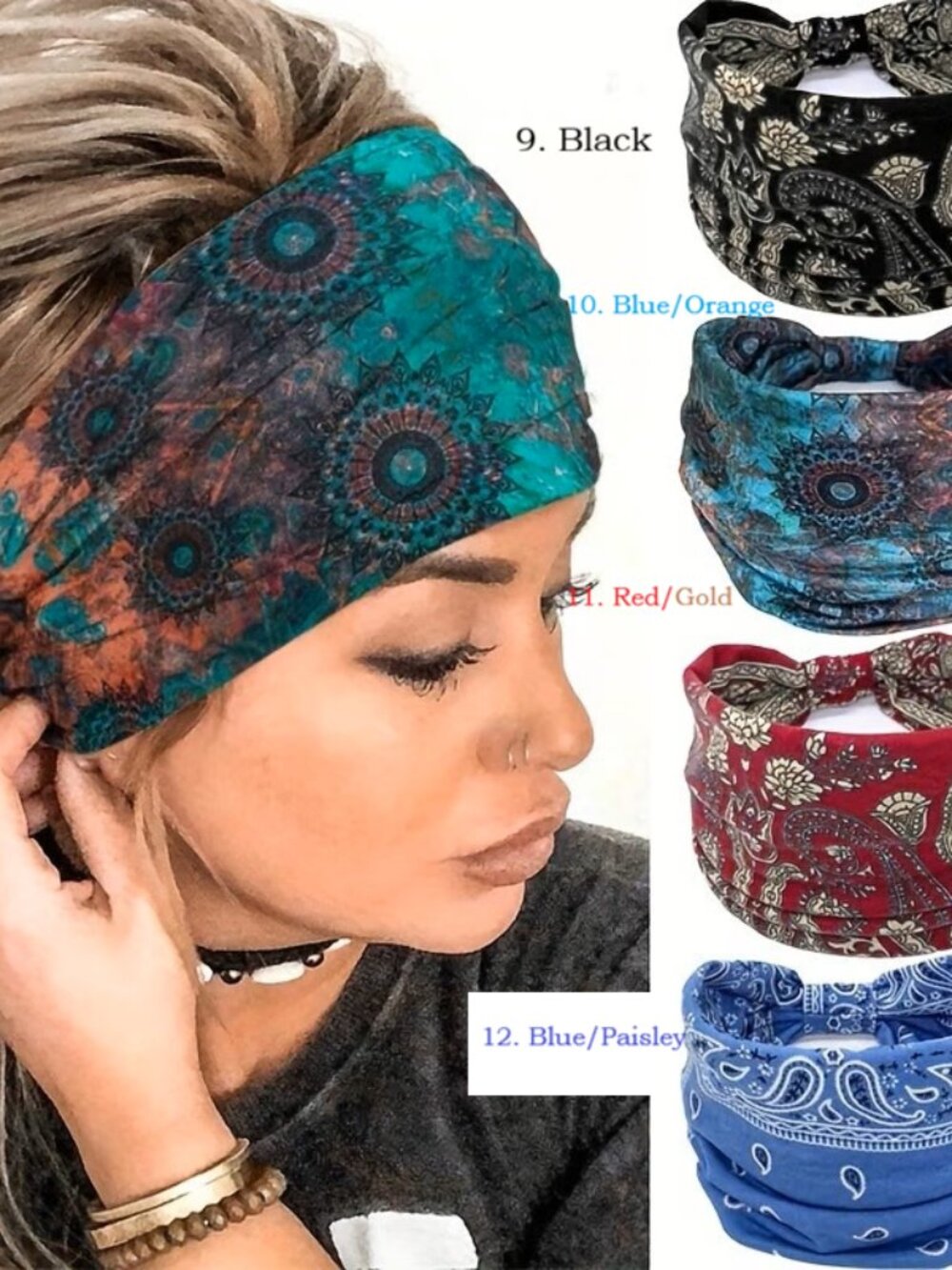 Boho Multi-Color Layered Headband - Women/Men Accessories - Set of 4
